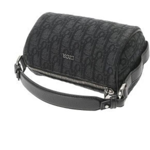 Dior ROLLER Bag Black Oblique Jacquard Canvas Calf Leather Handbag - Picture 3 of 10